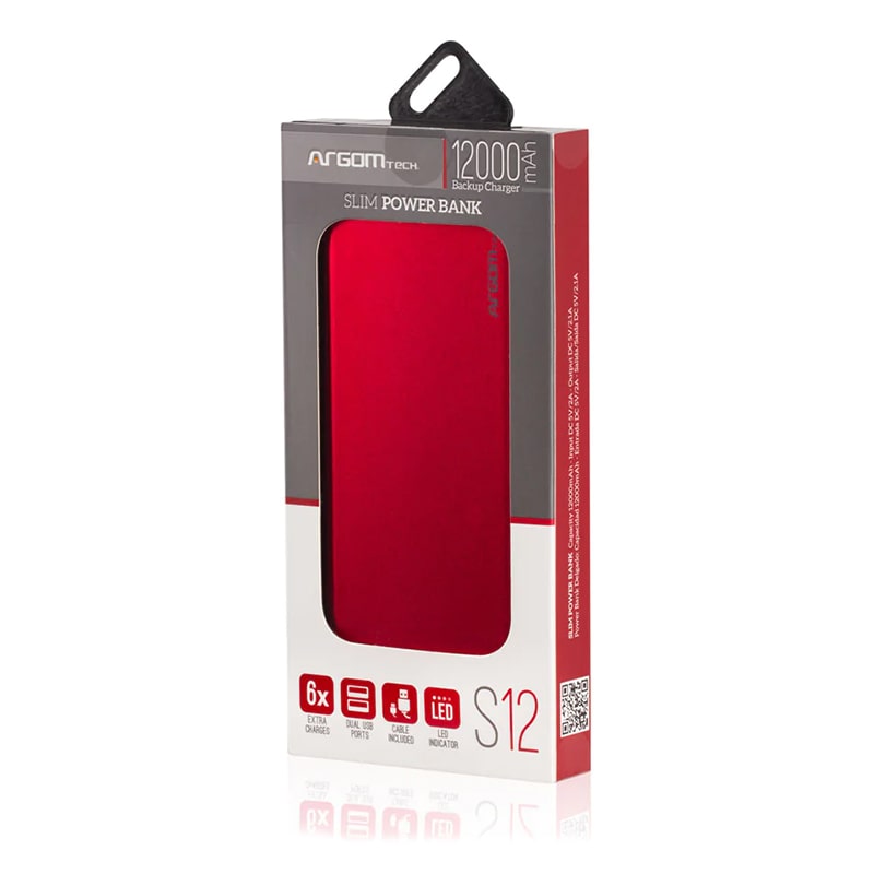 PowerBank Argom S12 12000mAh USBMicro-USB Rojo