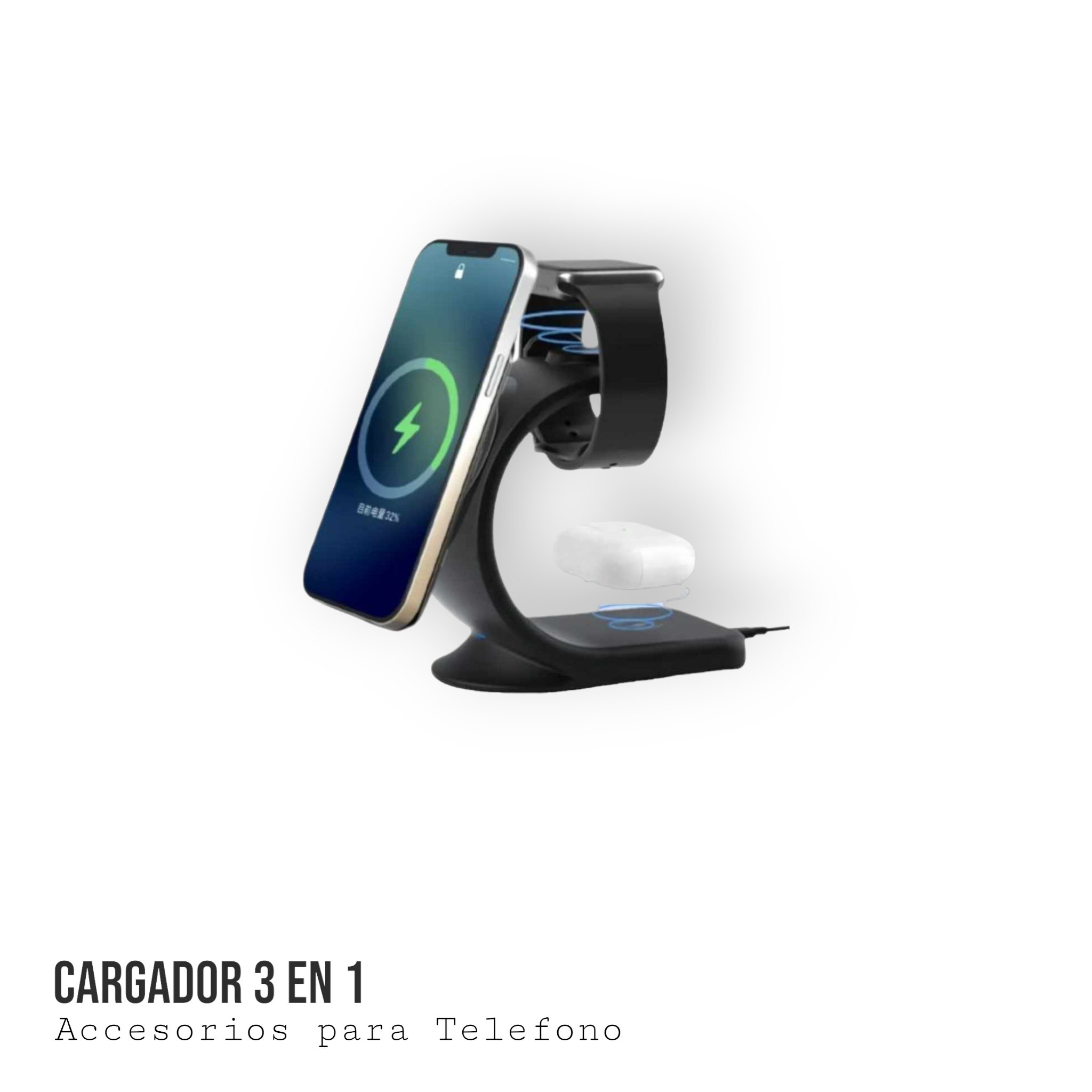 Cargador inalámbrico magnético 3 en 1, estación de carga para productos Apple compatible con MagSafe para iPhone , Watch , AirPods Pro