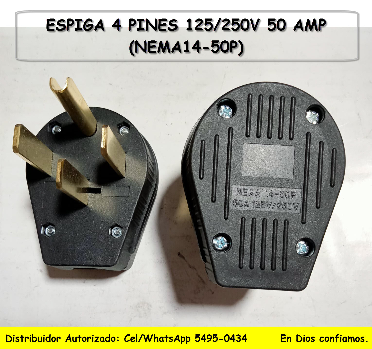 CONECTOR MACHO  ESPIGA NEMA 14-50P 50A 125250V